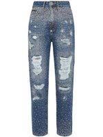 Philipp Plein pantalon à ornements en cristal - Bleu