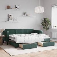 Slaapbank onderschuifbed en lades 80x200 cm fluweel donkergroen
