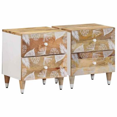Nachtkastjes 2 st 40x33,5x46 cm massief mangohout