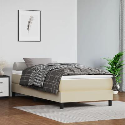 Bedframe kunstleer crmekleurig 90x200 cm