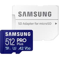 Samsung pro plus 512 gb microsdxc (2023) geheugenkaart (blauw, uhs-i u3, class 10, v30, a2)