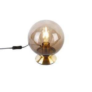 QAZQA Art deco tafellamp messing met smoke glas - Pallon