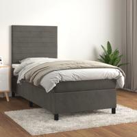 Boxspring met matras fluweel donkergrijs 80x200 cm