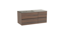 Storke Edge zwevend badmeubel 120 x 52 cm notenhout met Diva asymmetrisch linkse wastafel in top solid zijdegrijs