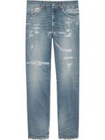 Gucci jean en coton biologique à effet délavé - Bleu