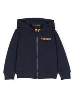 Versace Kids hoodie zippé à logo brodé - Bleu