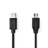 USB-Kabel | USB 2.0 | USB-C© Male | USB Micro-B Male | 60 W | 480 Mbps | Vernikkeld | 1.00 m | Ron