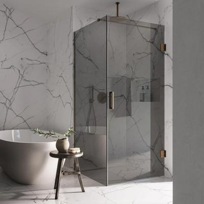 Douchecabine SaniClear Modern | Anti-kalk | 90x80x200 cm | 1 Draaideur | Rookglas | Verouderd messing