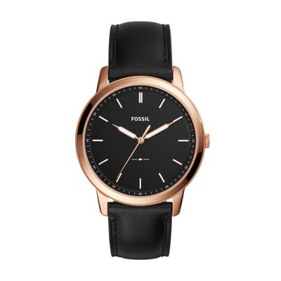 Horlogeband Fossil FS5376 Leder Zwart 22mm