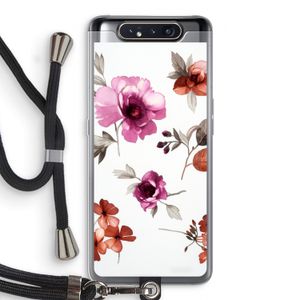 Geschilderde bloemen: Samsung Galaxy A80 Transparant Hoesje met koord