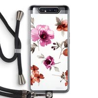 Geschilderde bloemen: Samsung Galaxy A80 Transparant Hoesje met koord