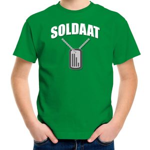 Soldaat dogtag / hanger verkleed t-shirt groen voor kinderen