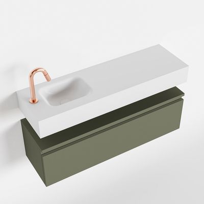 Toiletmeubel Mondiaz Andor | 100 cm | Meubelkleur Army | Lex vrijhangend wastafel Talc Links | 1 kraangat
