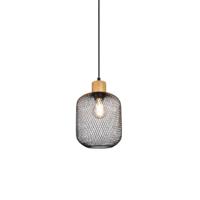 Trio Landelijke hanglampCalimero 18cm zwart met hout - R30561032