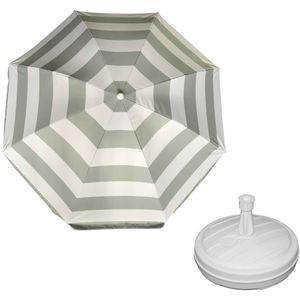 Parasol - zilver - D140 cm - incl. draagtas - parasolvoet - 42 cm