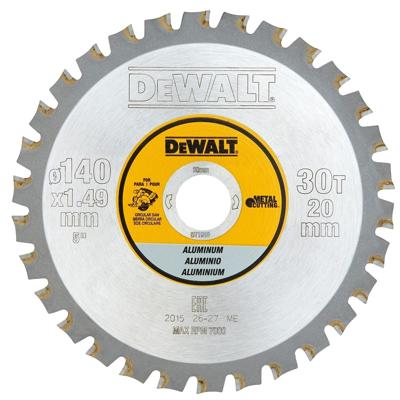 DeWALT Cirkelzaagblad voor Aluminium | Ø 140mm Asgat 20mm 30T - DT1910-QZ