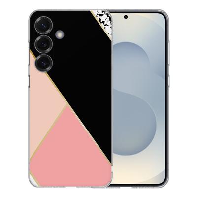 TPU Hoesje Samsung Galaxy S25 - Zwart Roze Vormen Backcover TPU Hoesje Samsung Galaxy S25 - Zwart Roze Vormen Backcover