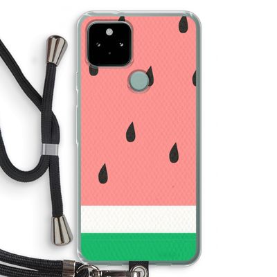 Watermeloen: Pixel 5 Transparant Hoesje met koord