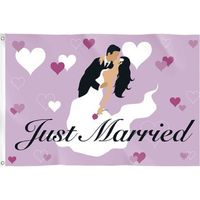 Gevelvlag - Just Married - 90 x 60 cm - bruiloft - thumbnail