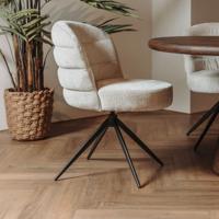 Tower Living Draaibare Eetkamerstoel 'Carro' Chenille, kleur Almond Wit Tower Living Draaibare Eetkamerstoel 'Carro' Chenille, kleur Almond Wit