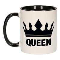 Cadeau Queen mok/ beker zwart wit 300 ml - thumbnail