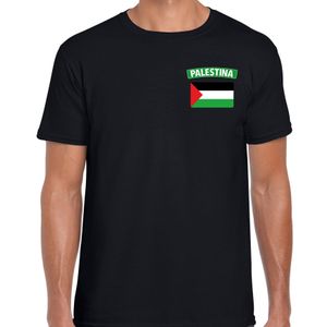 Palestina landen shirt met vlag zwart voor heren - borst bedrukking 2XL  -
