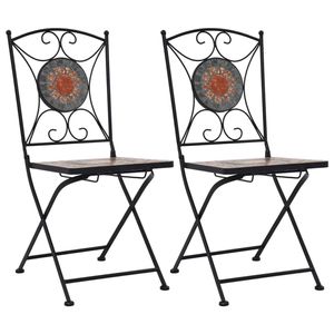 vidaXL Bistrostoelen mozaïek 2 st oranje en grijs