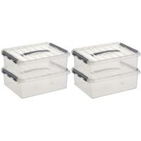 Sunware q-line opberg box/opbergdoos - 12x - 10 liter - 40 x 30 x 11 cm - kunststof - transparant