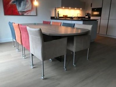 Set van 8 leren kuip eetkamerstoelen - met wieltjes - verschillende kleuren leer - Echt leer, Modern, ontdek de vele Leersoorten en Kleuren bij ShopX