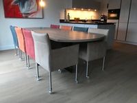 Set van 8 leren kuip eetkamerstoelen - met wieltjes - verschillende kleuren leer - Echt leer, Modern, ontdek de vele Leersoorten en Kleuren bij ShopX
