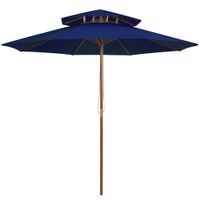 VidaXL Parasol dubbeldekker met houten paal 270 cm blauw - thumbnail