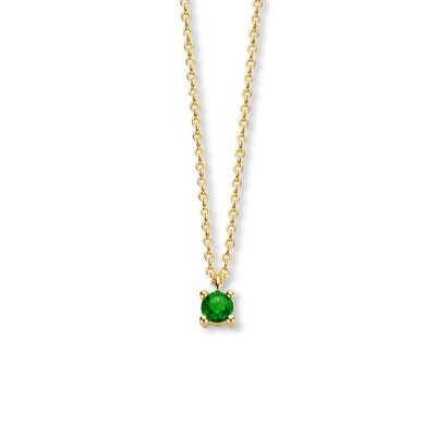 Ketting Geboortesteen Mei Smaragd groen 0.20ct geelgoud 40 - 42 - 44 cm