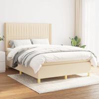 Boxspring met matras stof crèmekleurig 140x200 cm