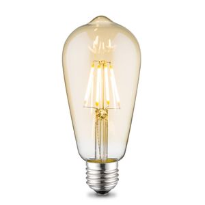 Edison Vintage E27 LED filament lichtbron Drop | ST64 Deco | Retro LED lamp | 6.4/6.4/14cm | Amber | geschikt voor E27 fitting | Dimbaar | 4W 330lm 2700K | warm wit licht