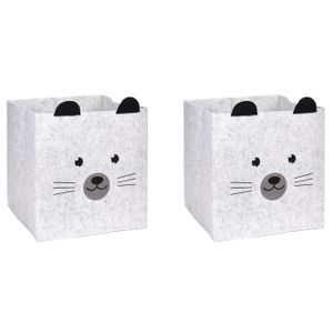 2x stuks opbergmand vilt kinderkamer - dieren thema muis - 32 cm