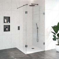 BRAUER Void inloopdouche helder glas 100x200 met 30 zijwand incl. glascoating PVD gunmetal geborsteld GS-VOI2H10030200GM