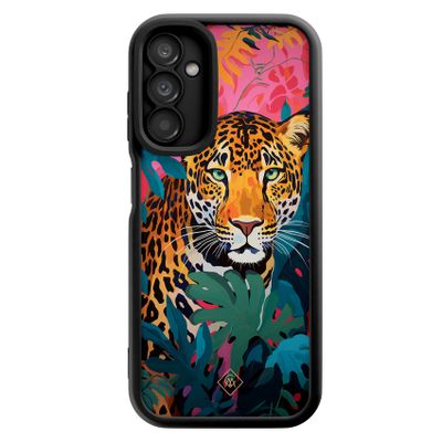 Samsung Galaxy A14 zwarte case - Luipaard jungle