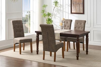 Design Stoel CASA taupe Microvezel met Decoratieve Knoppen Grenen Massief Houten Poten - 46553
