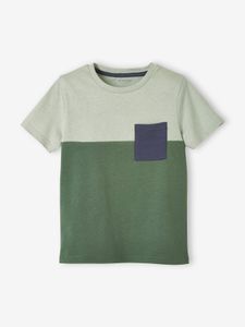 Colorblock jongensshirt met korte mouwen kaki