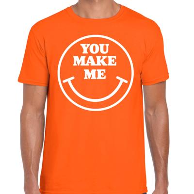 Verkleed T-shirt voor heren - you make me - Smile Emoticon - oranje - carnaval - foute party - feest Verkleed T-shirt voor heren - you make me - Smile Emoticon - oranje - carnaval - foute party - feest