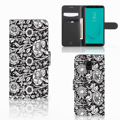 Samsung Galaxy J6 2018 Hoesje Black Flowers Samsung Galaxy J6 2018 Hoesje Black Flowers