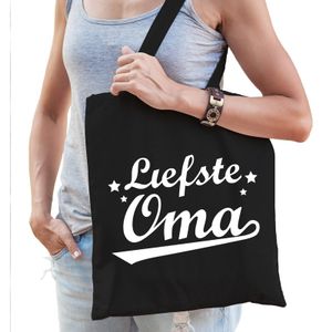 Katoenen cadeau tasje liefste oma zwart