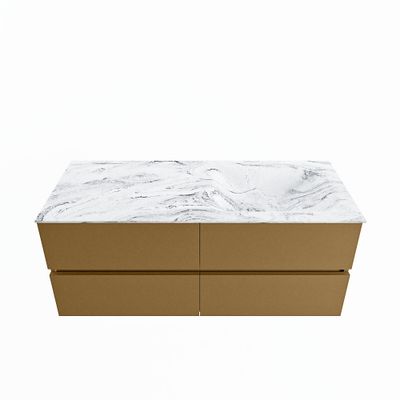 MONDIAZ VICA-DLUX 120cm badmeubel onderkast Oro 4 lades. Inbouw wastafel CLOUD rechts 1 kraangat, kleur Glace.