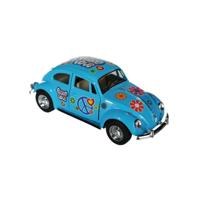 Volkswagen Kever Modelauto - Blauw - 12 cm - Metaal - Flower Power Edition