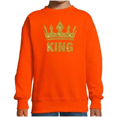 Oranje Koningsdag gouden glitters print - King - sweater / trui - kinderen - kleding