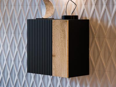 Wandkast MICKA 1 deur zwart/wotan eik