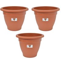 Set van 3x stuks terra cotta kleur ronde plantenpot/bloempot kunststof diameter 50 cm