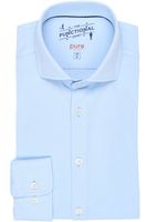 Pure Functional Slim Fit Jersey shirt lichtblauw, Effen - thumbnail