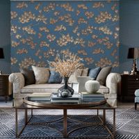 DUTCH WALLCOVERINGS behang pine tree goudkleurig en blauw DUTCH WALLCOVERINGS behang pine tree goudkleurig en blauw