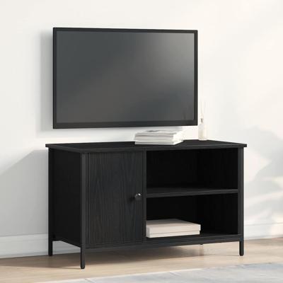 TV-kast Zwart eiken 80 x 40 x 50 cm Bewerkt hout